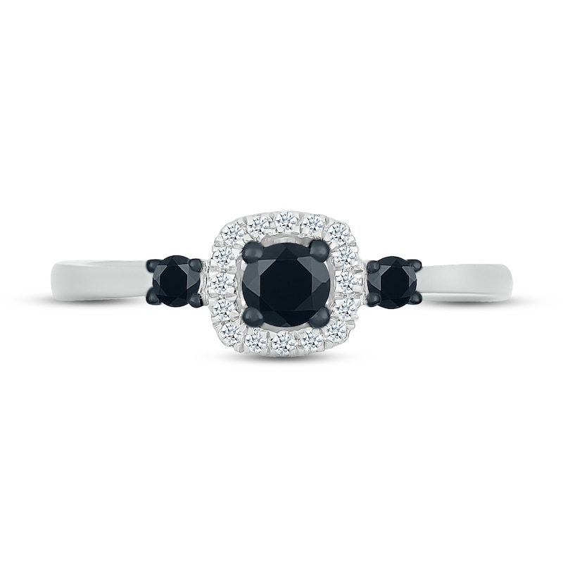 Main Image 2 of Black & White Diamond Engagement Ring 1/3 ct tw Round-cut 10K White Gold