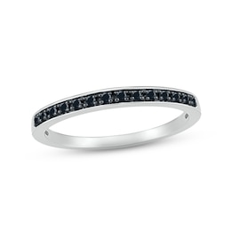 Black Diamond Wedding Band 1/15 ct tw Round-cut 10K White Gold