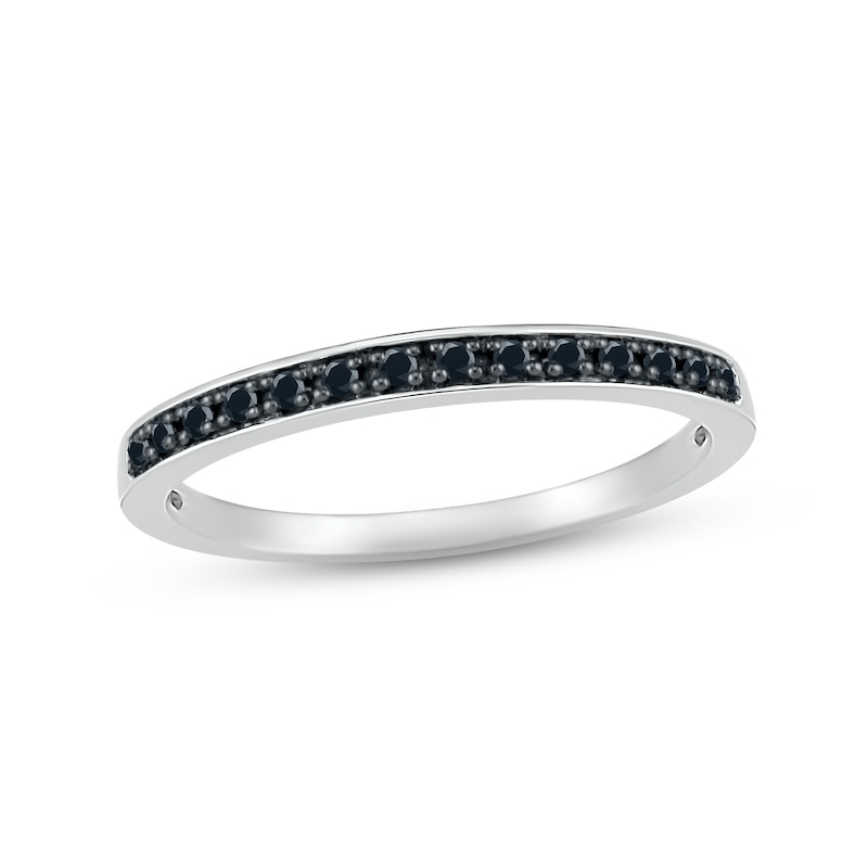 Black Diamond Wedding Band 1/15 ct tw Round-cut 10K White Gold