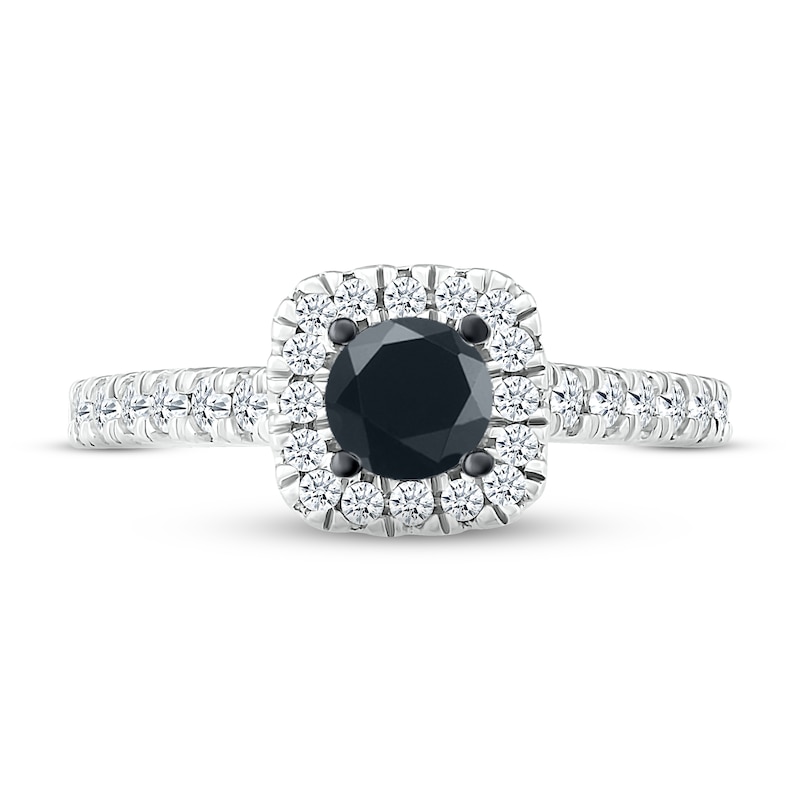 Main Image 2 of Black & White Diamond Engagement Ring 7/8 ct tw Round-cut 10K White Gold