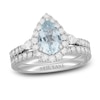 Thumbnail Image 1 of Neil Lane Pear Shaped Aquamarine Bridal Set 1-1/6 ct tw Diamonds 14K White Gold