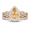 Thumbnail Image 3 of Neil Lane Pear Shaped-cut Citrine Bridal Set 5/8 ct tw Diamonds 14K Yellow Gold