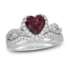 Thumbnail Image 1 of Neil Lane Heart-cut Garnet Bridal Set 5/8 ct tw Diamonds 14K White Gold