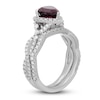 Thumbnail Image 2 of Neil Lane Heart-cut Garnet Bridal Set 5/8 ct tw Diamonds 14K White Gold