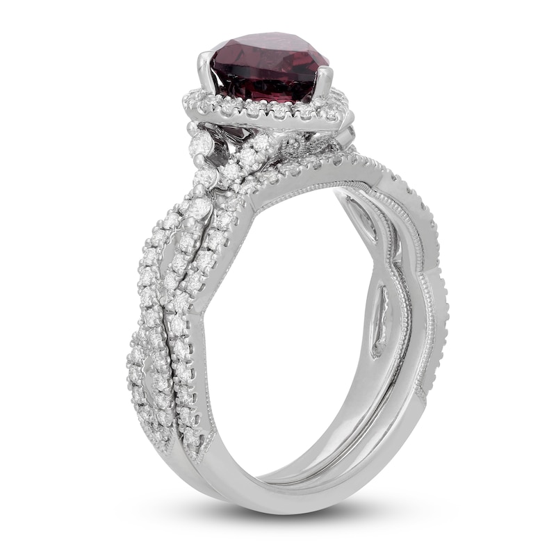 Main Image 2 of Neil Lane Heart-cut Garnet Bridal Set 5/8 ct tw Diamonds 14K White Gold