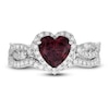 Thumbnail Image 3 of Neil Lane Heart-cut Garnet Bridal Set 5/8 ct tw Diamonds 14K White Gold