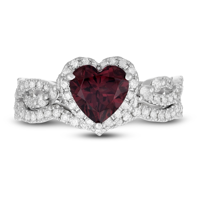 Main Image 3 of Neil Lane Heart-cut Garnet Bridal Set 5/8 ct tw Diamonds 14K White Gold