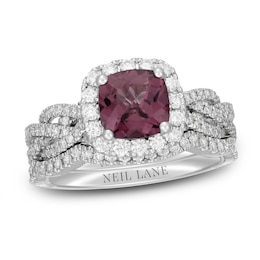 Neil Lane Cushion-cut Garnet Bridal Set 7/8 ct tw Diamonds 14K White Gold