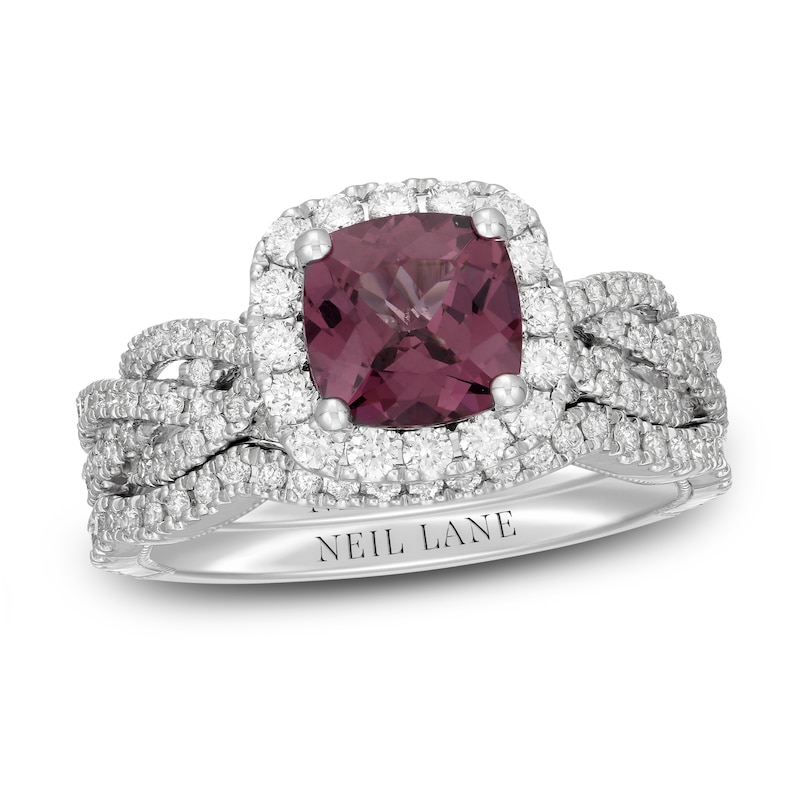 Neil Lane Cushion-cut Garnet Bridal Set 7/8 ct tw Diamonds 14K White Gold