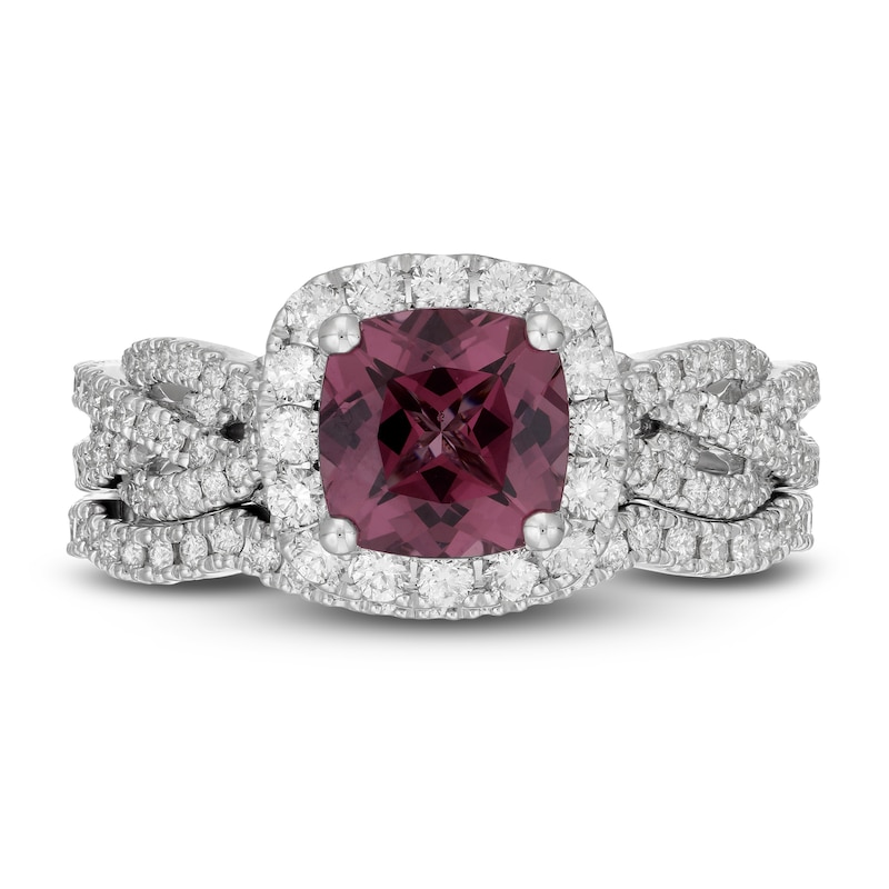 Neil Lane Cushion-cut Garnet Bridal Set 7/8 ct tw Diamonds 14K White Gold