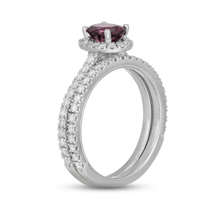 Neil Lane Pink Tourmaline & Diamond Bridal Set 3/4 ct tw 14K White Gold