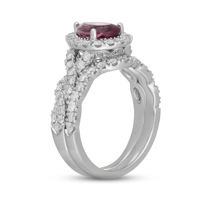 Neil Lane Pink Tourmaline & Diamond Bridal Set 1 ct tw 14K White Gold