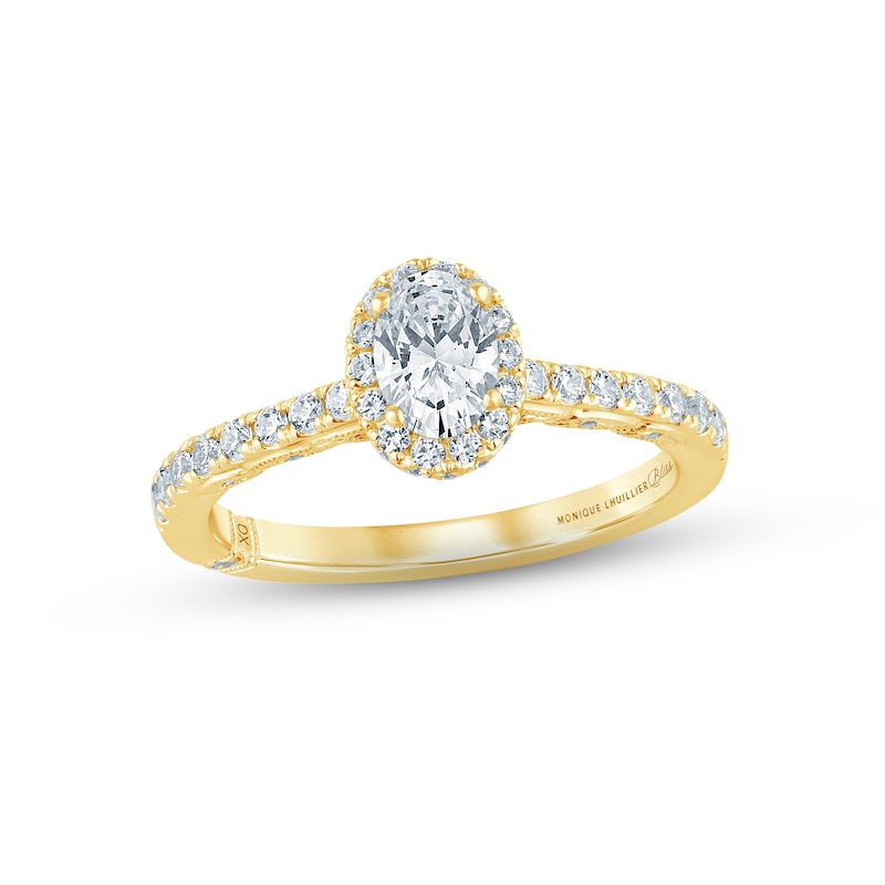 Main Image 1 of Monique Lhuillier Bliss Diamond Engagement Ring 1 ct tw Oval & Round-cut 18K Yellow Gold