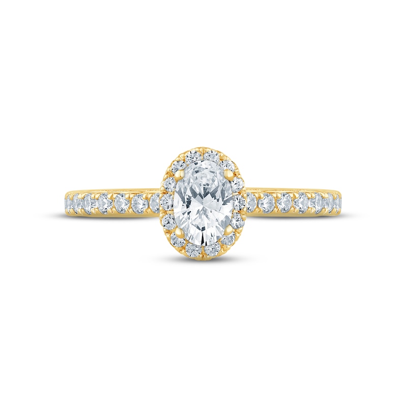 Main Image 3 of Monique Lhuillier Bliss Diamond Engagement Ring 1 ct tw Oval & Round-cut 18K Yellow Gold