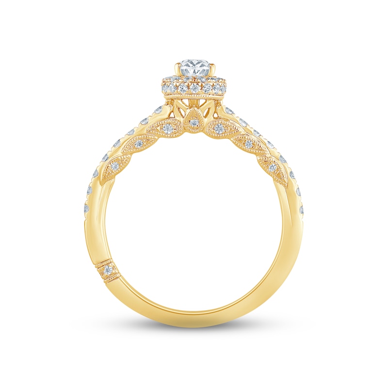 Main Image 4 of Monique Lhuillier Bliss Diamond Engagement Ring 1 ct tw Oval & Round-cut 18K Yellow Gold