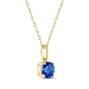 Thumbnail Image 1 of Blue Round-Cut Lab-Created Sapphire Necklace 10K Yellow Gold 18"