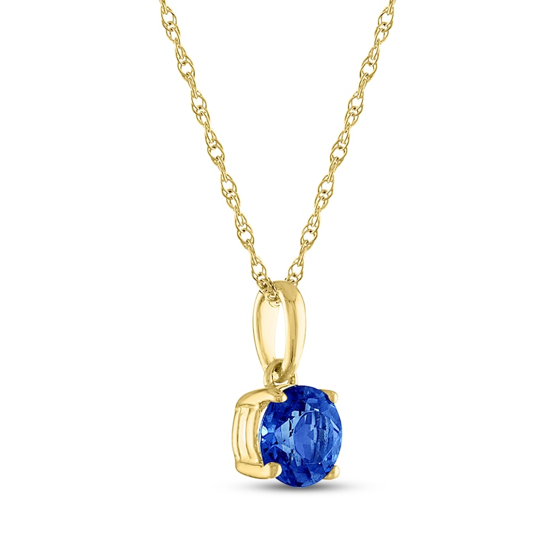 Blue Round-Cut Lab-Created Sapphire Necklace 10K Yellow Gold 18"