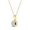 Thumbnail Image 2 of Blue Round-Cut Lab-Created Sapphire Necklace 10K Yellow Gold 18"