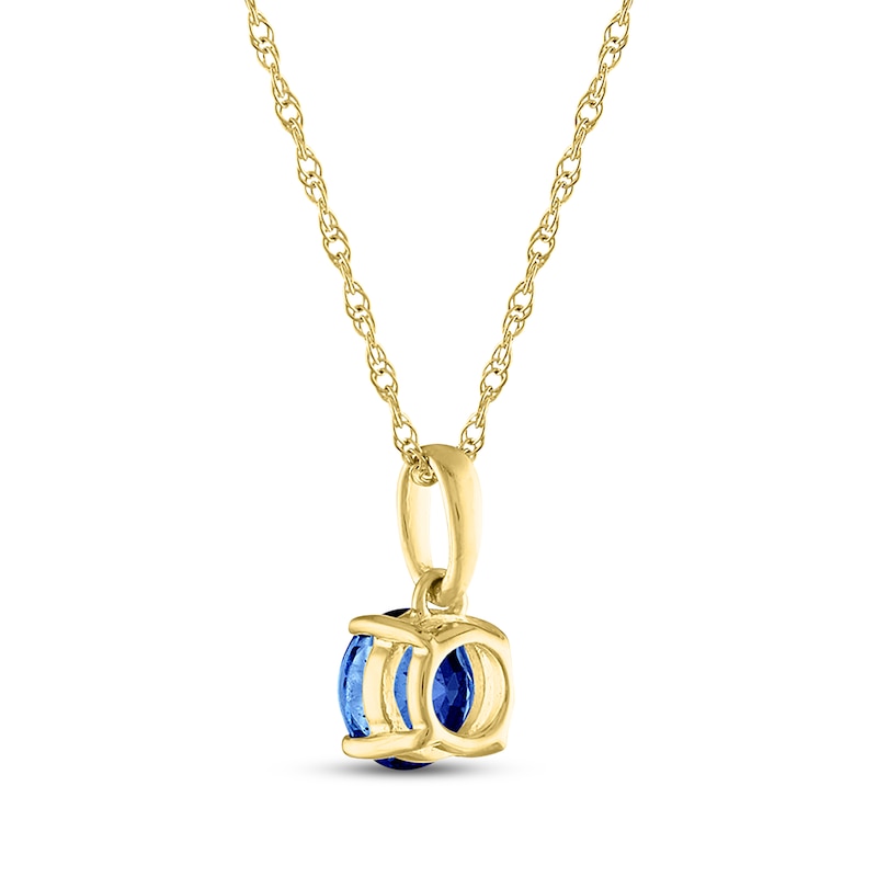 Blue Round-Cut Lab-Created Sapphire Necklace 10K Yellow Gold 18"