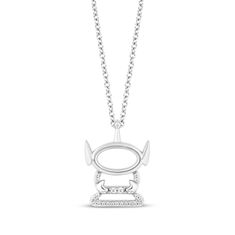 Main Image 1 of Disney Treasures Toy Story Diamond Alien Necklace 1/15 ct tw Sterling Silver 19&quot;