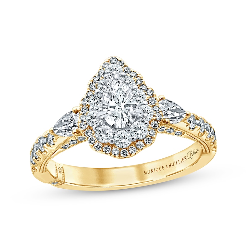 Main Image 1 of Monique Lhuillier Bliss Pear-Shaped Diamond Engagement Ring 1-1/4 ct tw 18K Two-Tone Gold