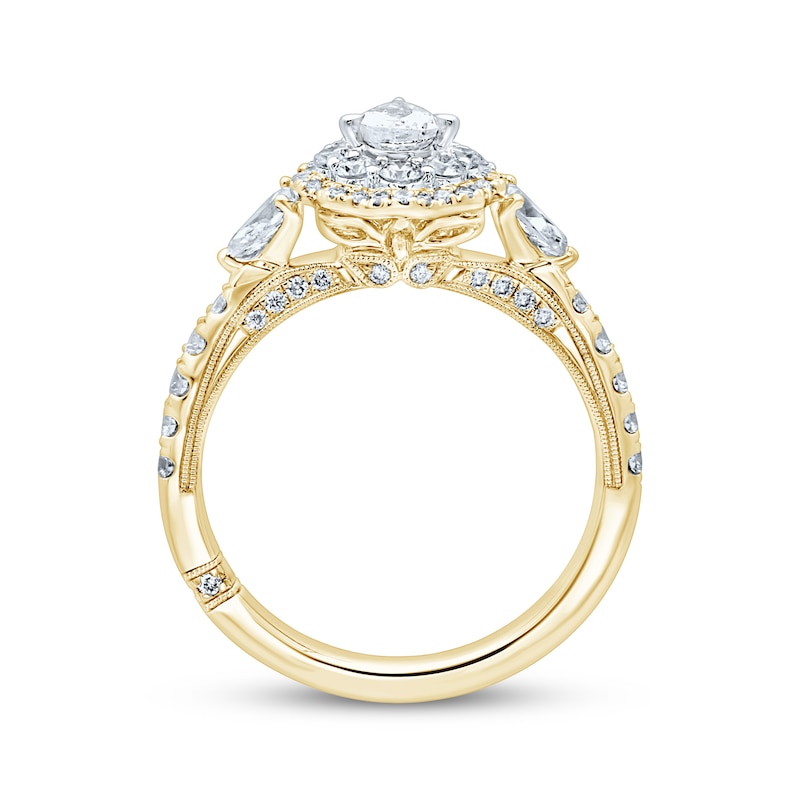 Main Image 3 of Monique Lhuillier Bliss Pear-Shaped Diamond Engagement Ring 1-1/4 ct tw 18K Two-Tone Gold