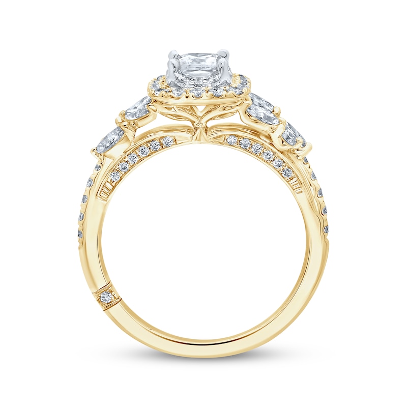 Main Image 3 of Monique Lhuillier Bliss Princess-Cut Diamond Engagement Ring 1-1/6 ct tw 18K Two-Tone Gold