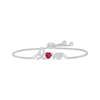 Thumbnail Image 0 of Heart-Shaped Lab-Created Ruby & White Lab-Created Sapphire “Love” Bolo Bracelet Sterling Silver