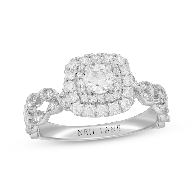 Main Image 1 of Neil Lane Round-Cut Diamond Twist Shank Engagement Ring 7/8 ct tw 14K White Gold