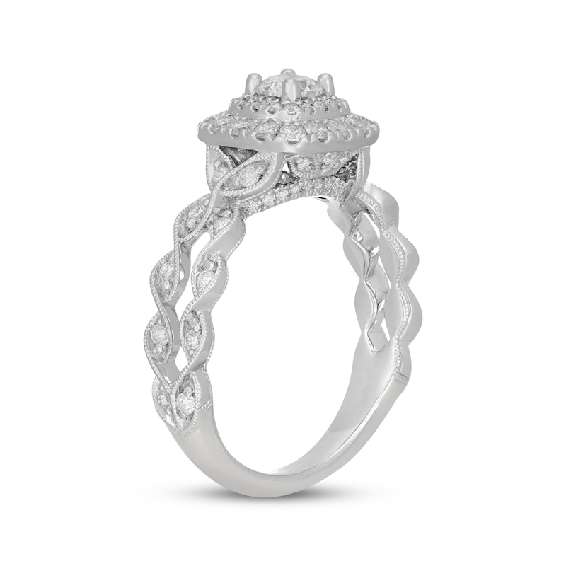 Main Image 2 of Neil Lane Round-Cut Diamond Twist Shank Engagement Ring 7/8 ct tw 14K White Gold