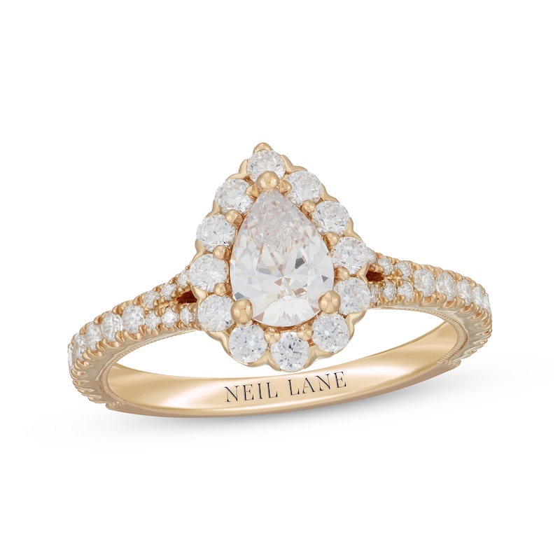 Main Image 1 of Neil Lane Pear-Shaped Diamond Engagement Ring 1-3/8 ct tw 14K Yellow Gold