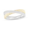 Thumbnail Image 1 of Diamond Crossover Rope Ring 1/15 ct tw Sterling Silver & 10K Yellow Gold