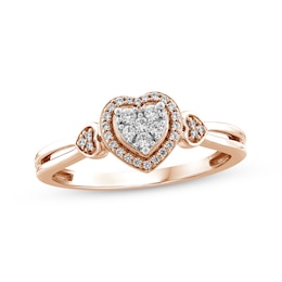 Multi-Diamond Center Heart Promise Ring 1/6 ct tw 10K Rose Gold