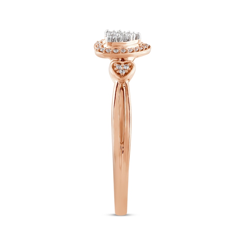 Multi-Diamond Center Heart Promise Ring 1/6 ct tw 10K Rose Gold