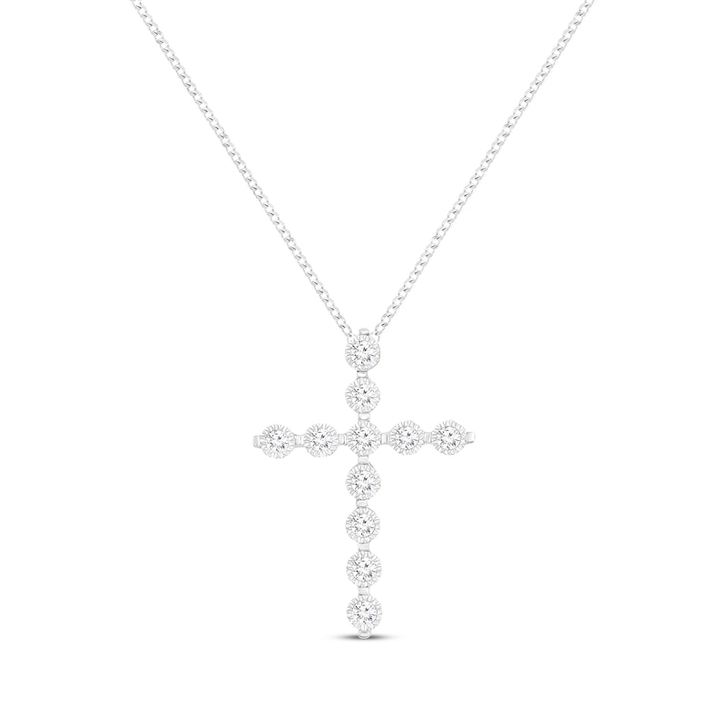 Main Image 1 of Diamond Cross Necklace 1/3 ct tw Sterling Silver 19&quot;