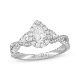 Neil Lane Pear-Shaped Diamond Three-Stone Engagement Ring 1 ct tw 14K White Gold