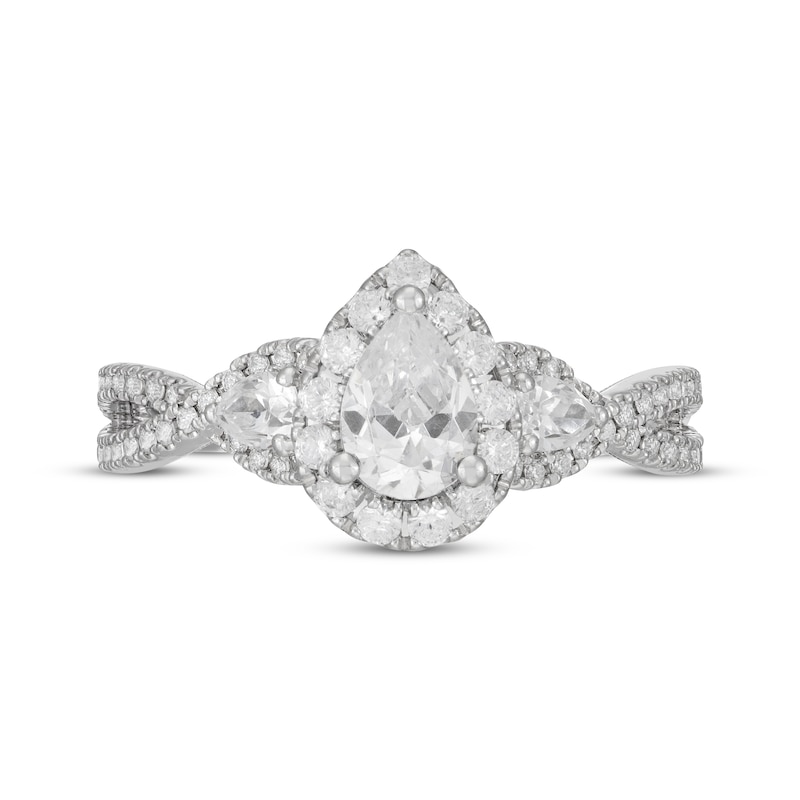 Main Image 3 of Neil Lane Pear-Shaped Diamond Three-Stone Engagement Ring 1 ct tw 14K White Gold