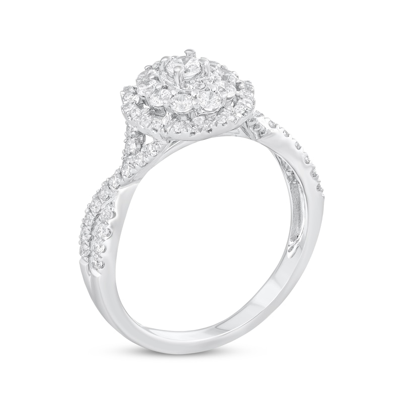 Main Image 2 of Round-Cut Diamond Scalloped Frame Engagement Ring 3/4 ct tw 10K White Gold