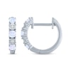 Thumbnail Image 3 of Lab-Created Opal & Diamond Accent Hoop Earrings Sterling Silver