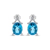 Thumbnail Image 1 of Oval-Cut Swiss Blue Topaz & Diamond Twist Rope Earrings 1/20 ct tw Sterling Silver