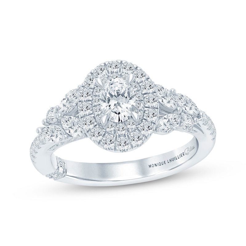 Main Image 1 of Monique Lhuillier Bliss Oval-Cut Diamond Engagement Ring 1-1/4 ct tw 18K White Gold