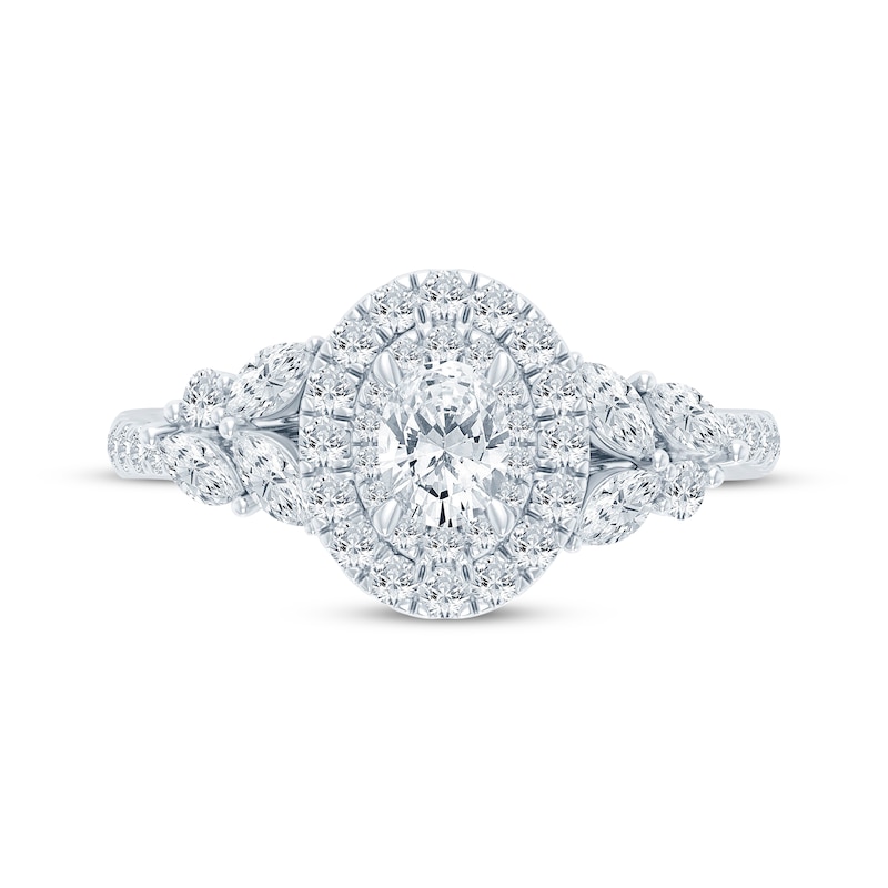 Main Image 4 of Monique Lhuillier Bliss Oval-Cut Diamond Engagement Ring 1-1/4 ct tw 18K White Gold