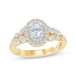 Monique Lhuillier Bliss Oval-Cut Diamond Engagement Ring 1-1/4 ct tw 18K Two-Tone Gold