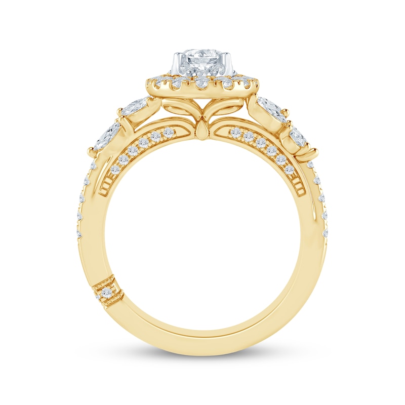 Main Image 3 of Monique Lhuillier Bliss Oval-Cut Diamond Engagement Ring 1-1/4 ct tw 18K Two-Tone Gold