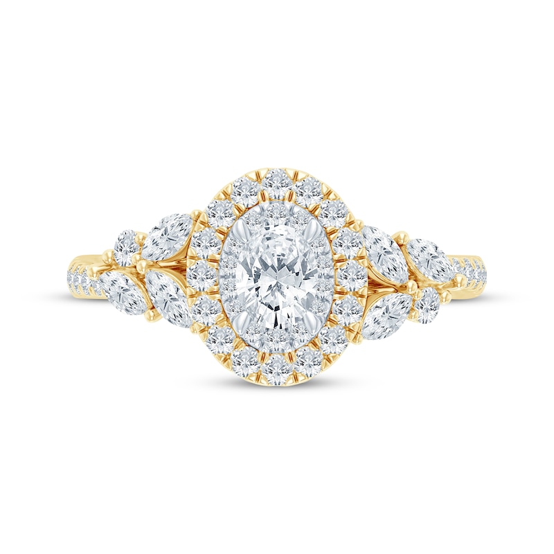 Main Image 4 of Monique Lhuillier Bliss Oval-Cut Diamond Engagement Ring 1-1/4 ct tw 18K Two-Tone Gold