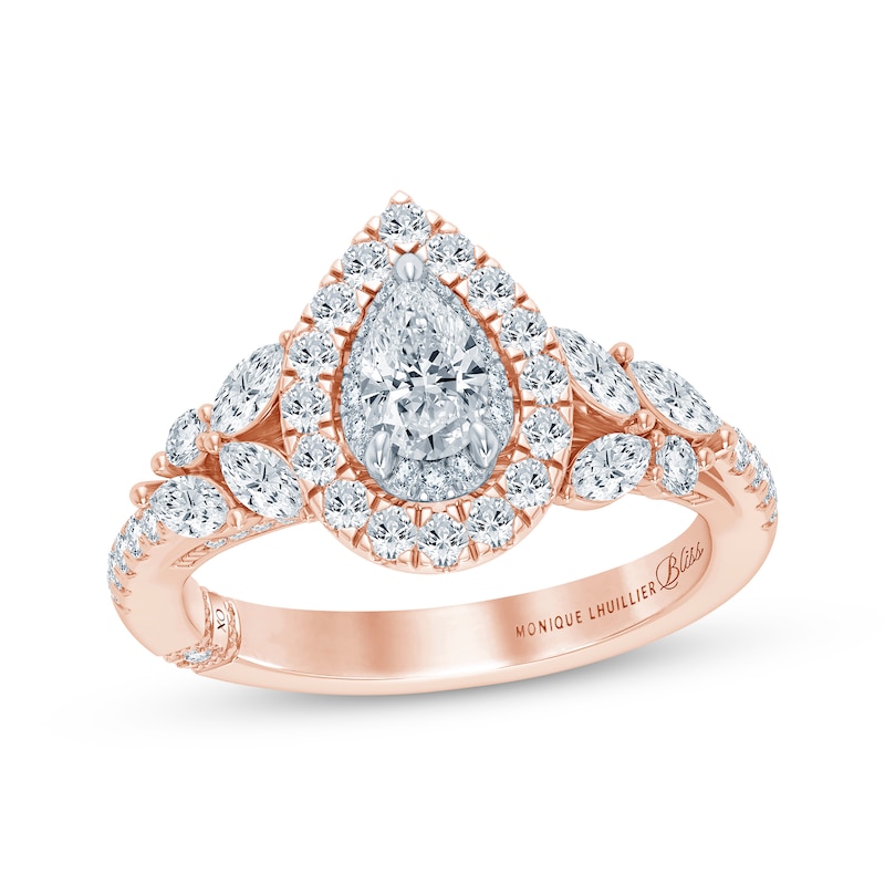 Main Image 1 of Monique Lhuillier Bliss Pear-Shaped Diamond Engagement Ring 1-1/4 ct tw 18K Two-Tone Gold