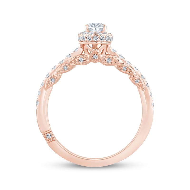 Main Image 3 of Monique Lhuillier Bliss Oval-Cut Diamond Engagement Ring 1 ct tw 18K Rose Gold