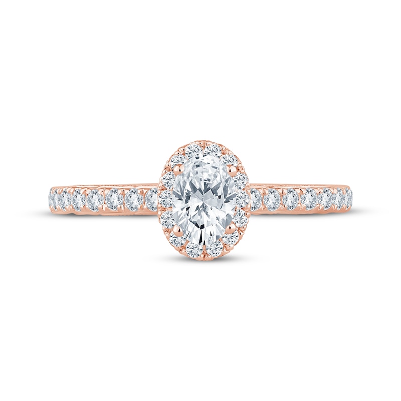 Main Image 4 of Monique Lhuillier Bliss Oval-Cut Diamond Engagement Ring 1 ct tw 18K Rose Gold