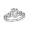 Thumbnail Image 0 of Neil Lane Oval-Cut Diamond Double Halo Braided Shank Engagement Ring 3/4 ct tw 14K White Gold