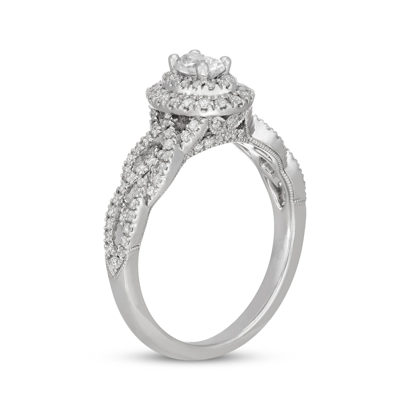 Neil Lane Oval-Cut Diamond Double Halo Braided Shank Engagement Ring 3/ ...